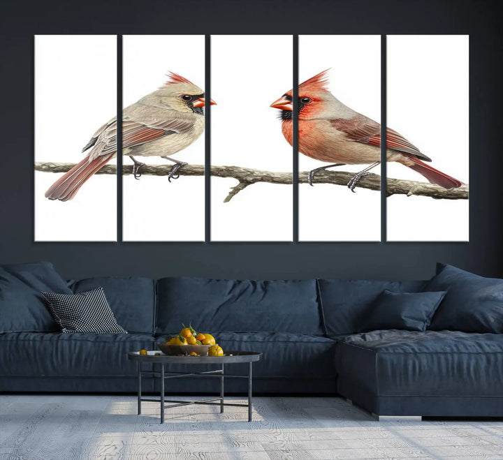 Cardinal Bird Canvas Wall Art - Male and Female Cardinal Print - Nature-Inspired Bird Wall Decor for Home - Vibrant Wildlife Art on Canvas