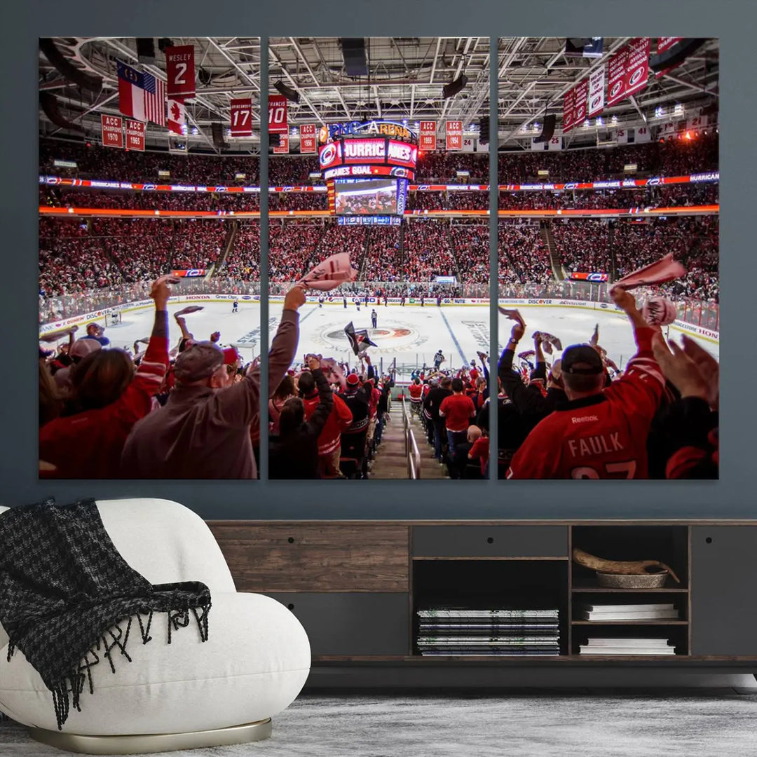 Carolina Hurricanes Ice Hockey Stadium Wall Art Canvas Print