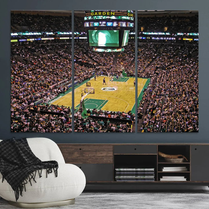 Celtics Game Versus The Timberwolves Baseball Stadium Wall Art Canvas Print