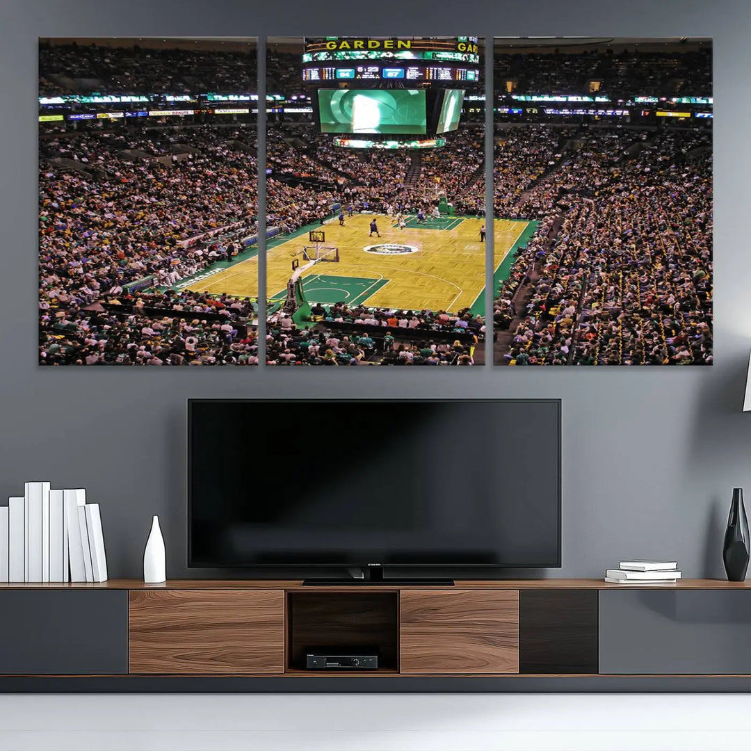 Celtics Game Versus The Timberwolves Baseball Stadium Wall Art Canvas Print