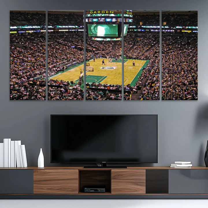 Celtics Game Versus The Timberwolves Baseball Stadium Wall Art Canvas Print