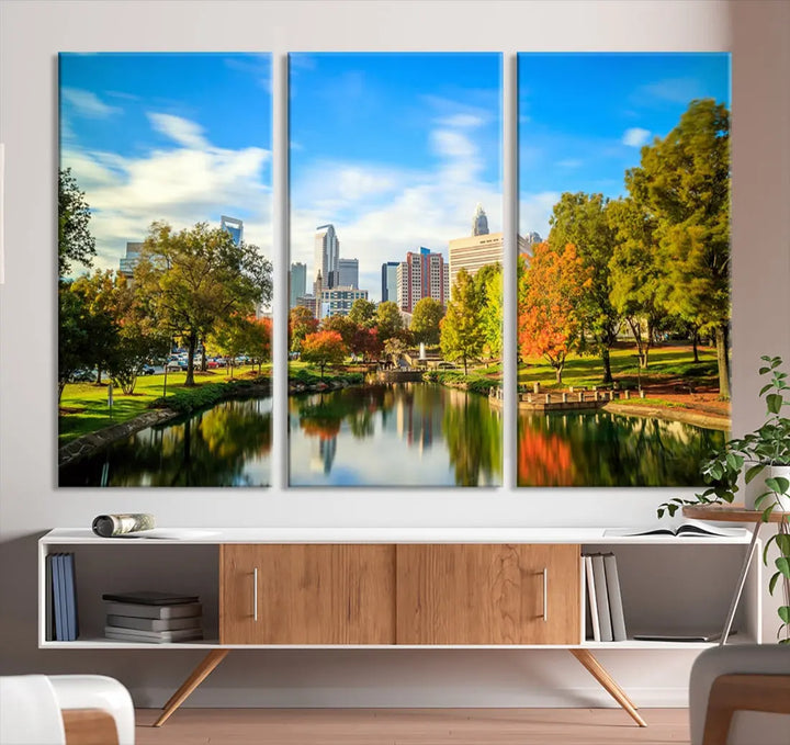 Charlotte City Park Photo Canvas Print Cityscape Wall Art Canvas Print