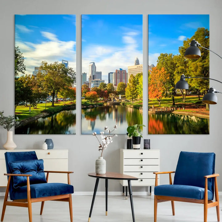 Charlotte City Park Photo Canvas Print Cityscape Wall Art Canvas Print