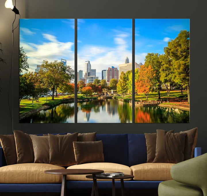 Charlotte City Park Photo Canvas Print Cityscape Wall Art Canvas Print