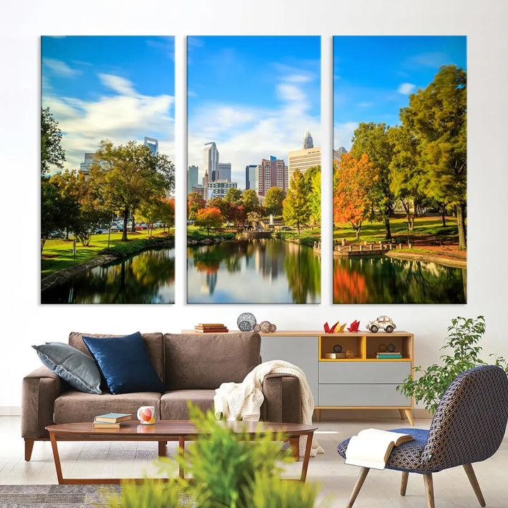 Charlotte City Park Photo Canvas Print Cityscape Wall Art Canvas Print