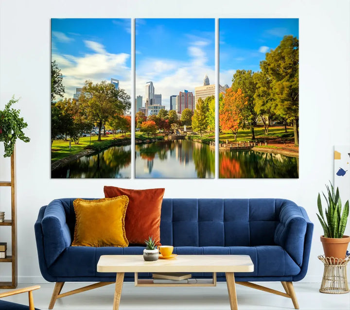 Charlotte City Park Photo Canvas Print Cityscape Wall Art Canvas Print