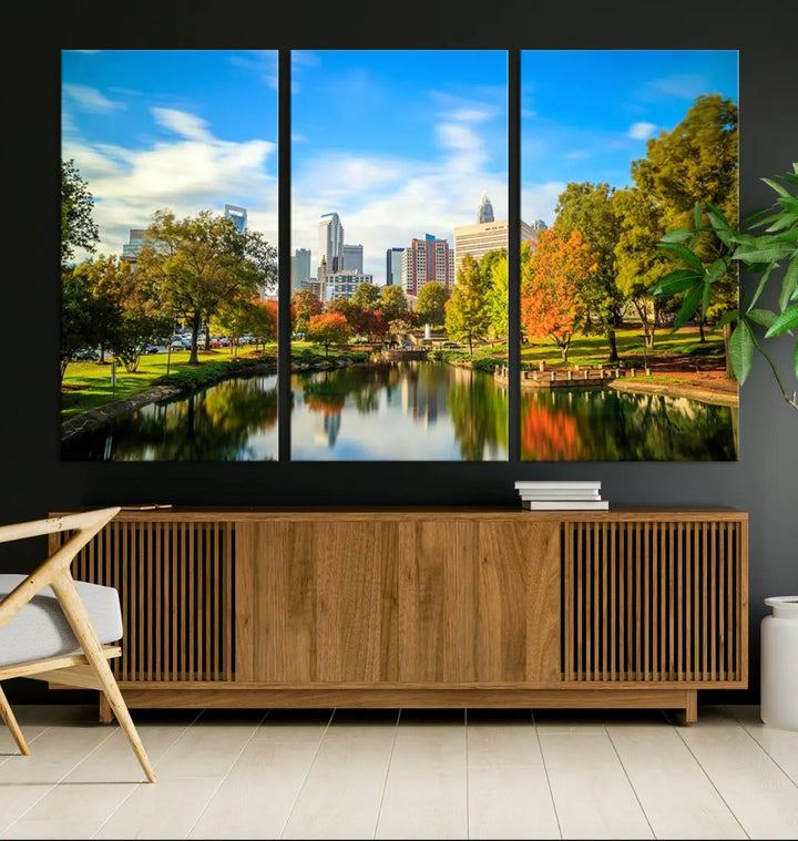 Charlotte City Park Photo Canvas Print Cityscape Wall Art Canvas Print