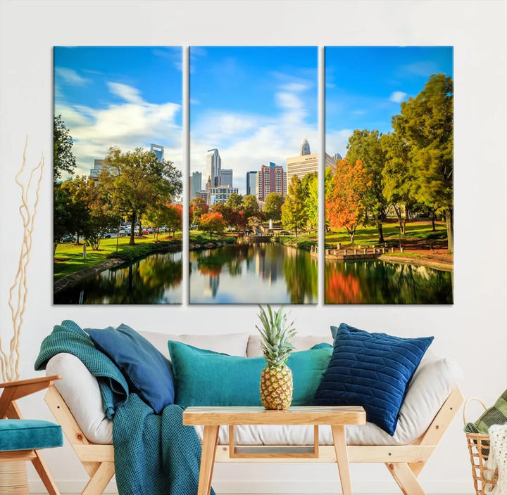 Charlotte City Park Photo Canvas Print Cityscape Wall Art Canvas Print