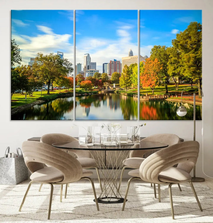 Charlotte City Park Photo Canvas Print Cityscape Wall Art Canvas Print