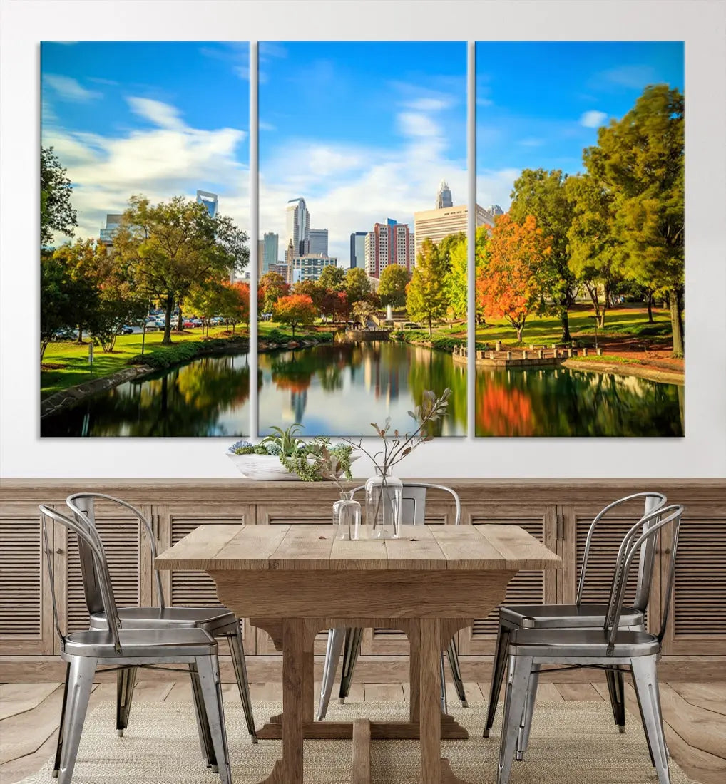 Charlotte City Park Photo Canvas Print Cityscape Wall Art Canvas Print