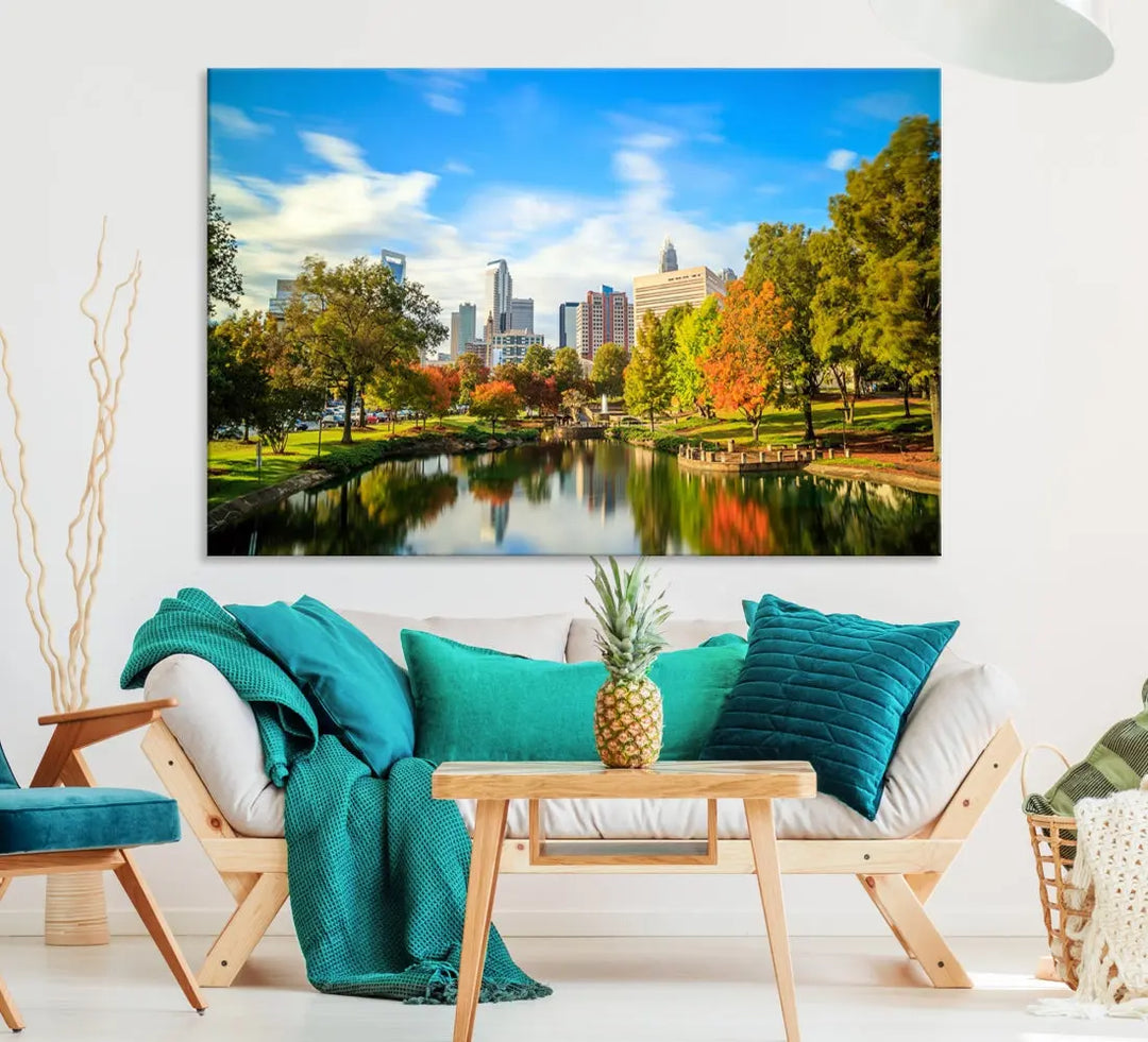 Charlotte City Park Photo Canvas Print Cityscape Wall Art Canvas Print