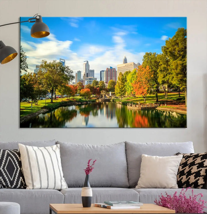 Charlotte City Park Photo Canvas Print Cityscape Wall Art Canvas Print