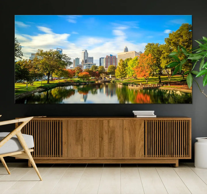 Charlotte City Park Photo Canvas Print Cityscape Wall Art Canvas Print