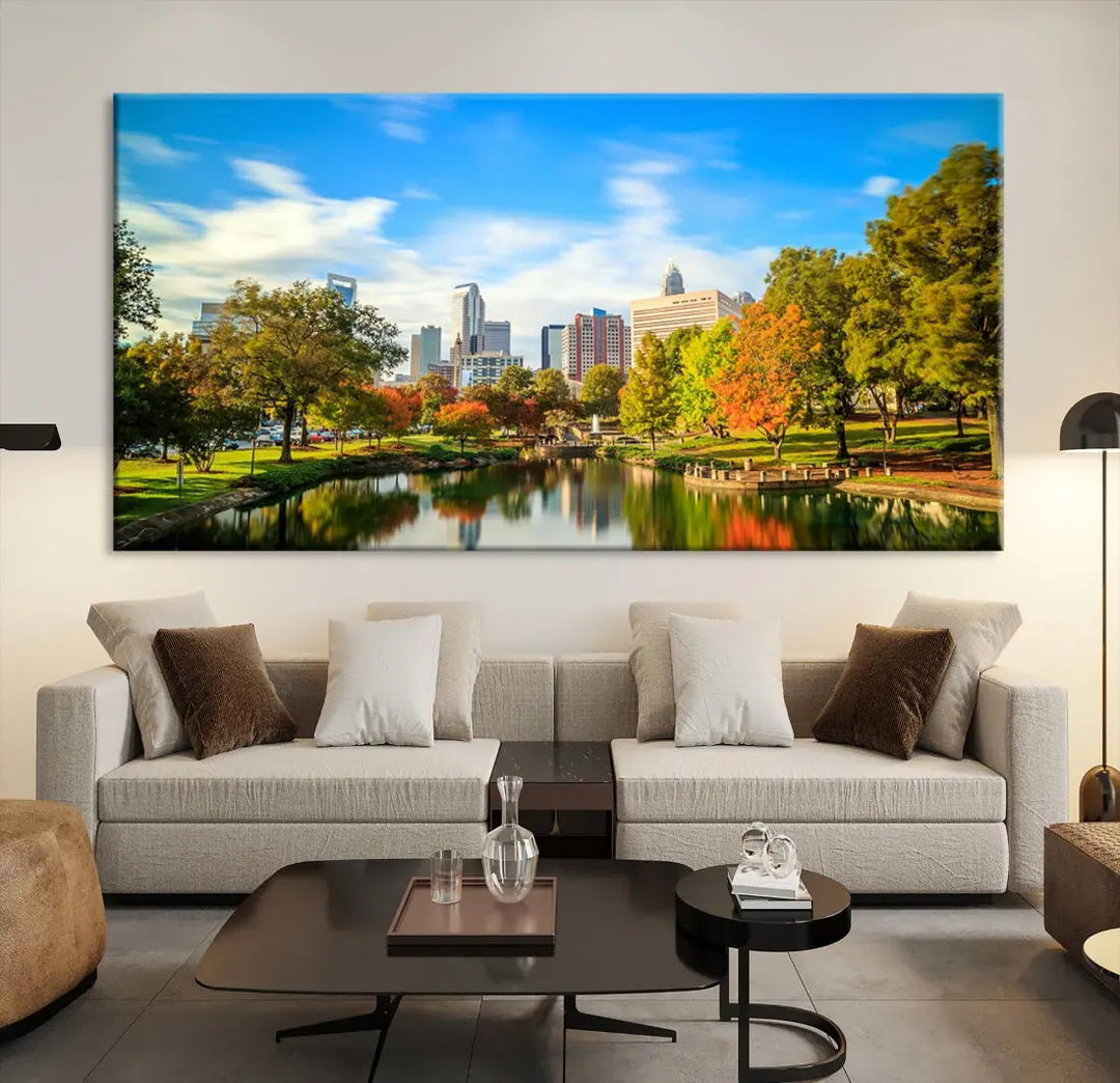 Charlotte City Park Photo Canvas Print Cityscape Wall Art Canvas Print