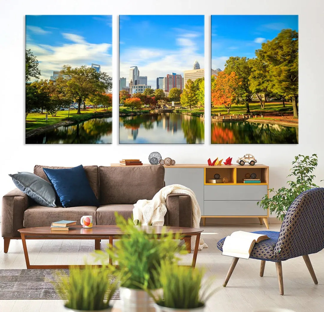 Charlotte City Park Photo Canvas Print Cityscape Wall Art Canvas Print