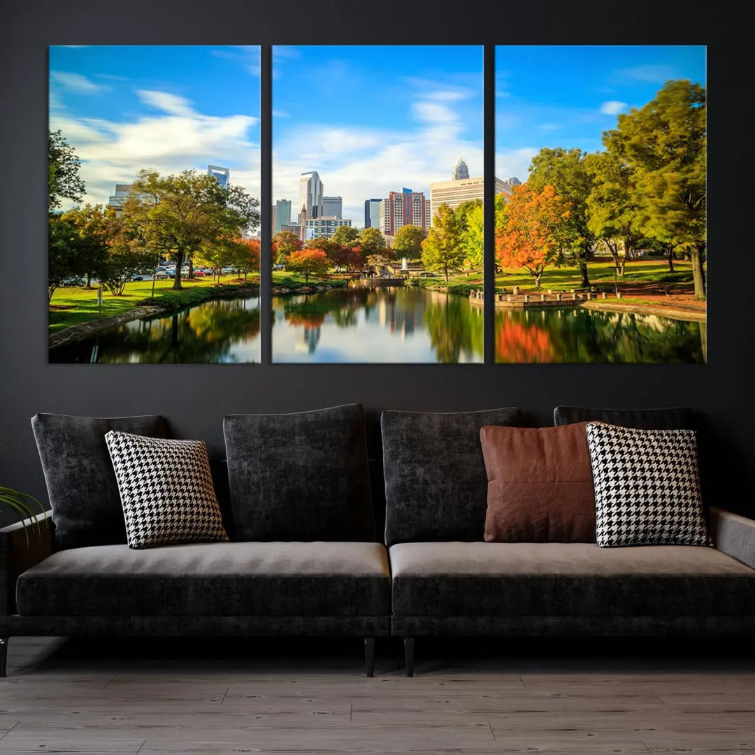 Charlotte City Park Photo Canvas Print Cityscape Wall Art Canvas Print