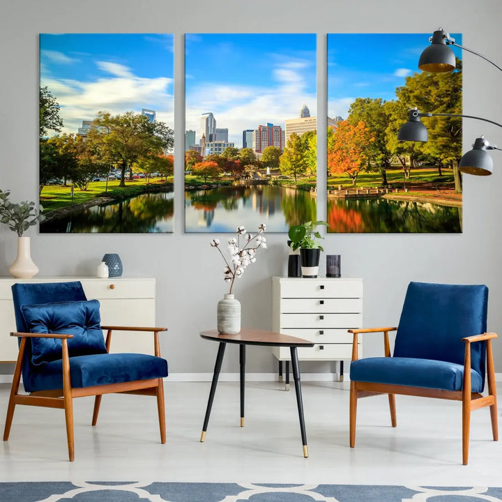 Charlotte City Park Photo Canvas Print Cityscape Wall Art Canvas Print