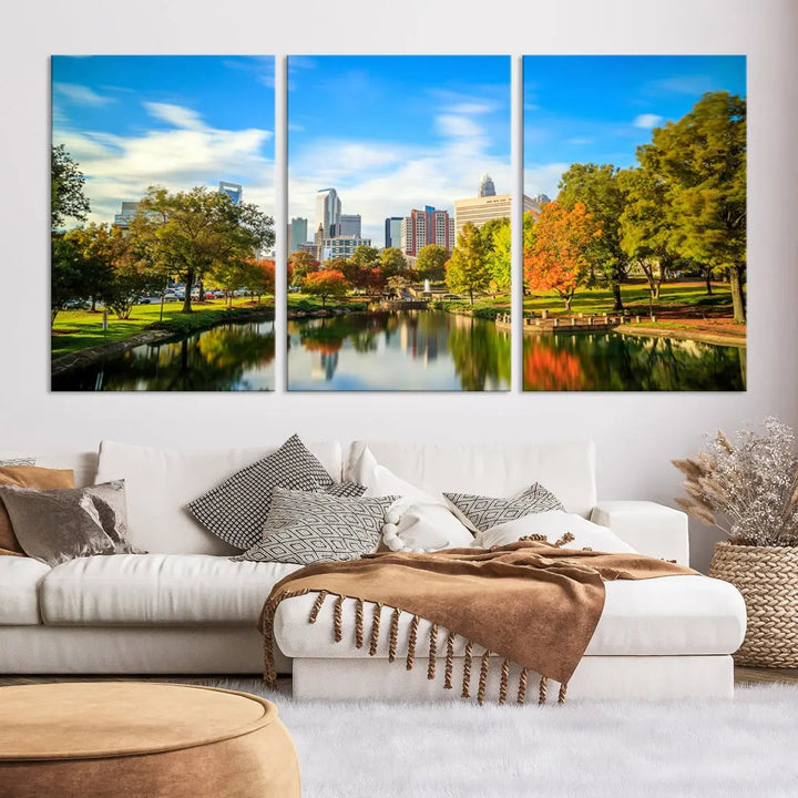 Charlotte City Park Photo Canvas Print Cityscape Wall Art Canvas Print