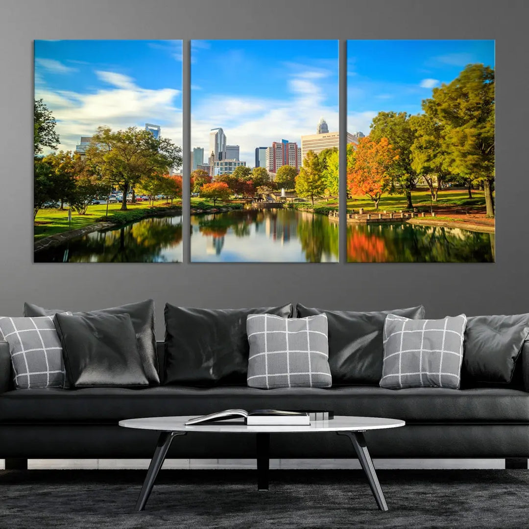 Charlotte City Park Photo Canvas Print Cityscape Wall Art Canvas Print