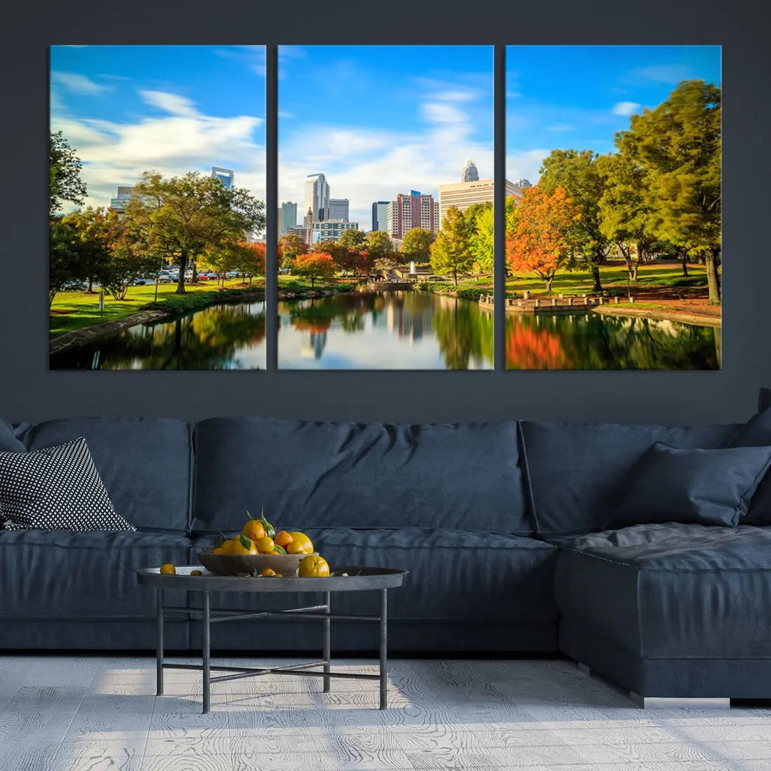 Charlotte City Park Photo Canvas Print Cityscape Wall Art Canvas Print