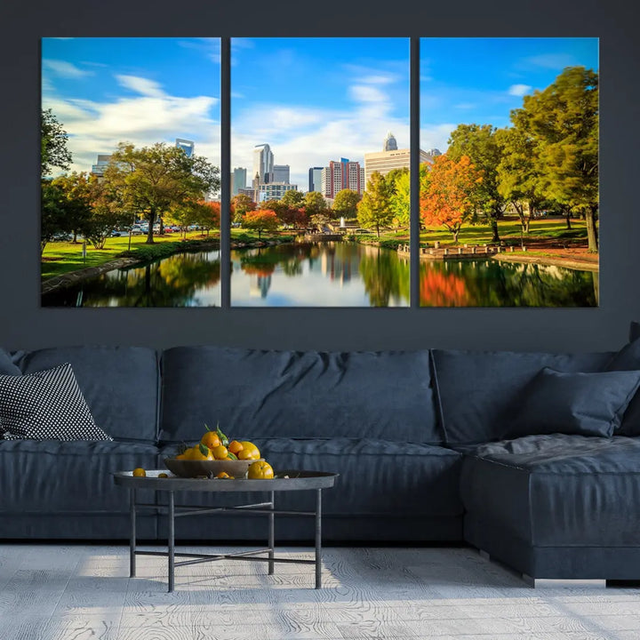 Charlotte City Park Photo Canvas Print Cityscape Wall Art Canvas Print