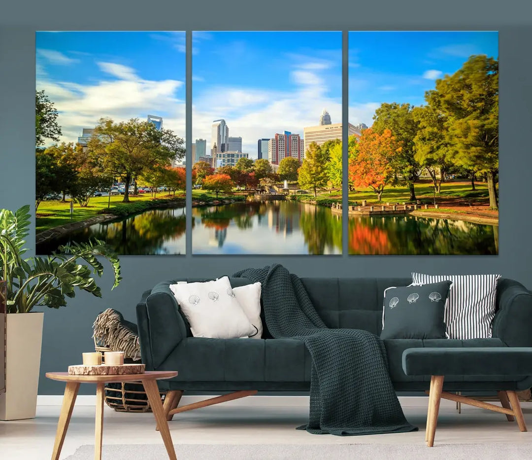 Charlotte City Park Photo Canvas Print Cityscape Wall Art Canvas Print