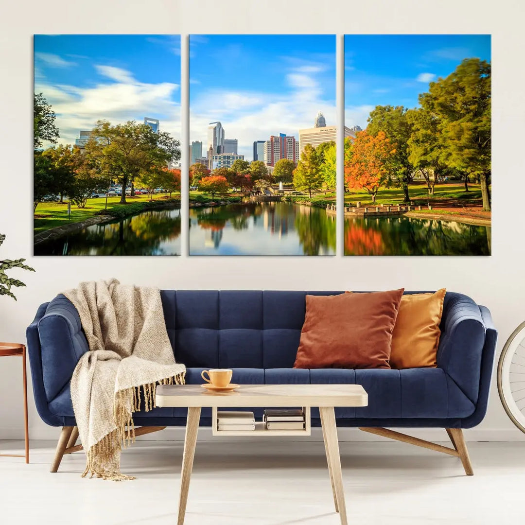 Charlotte City Park Photo Canvas Print Cityscape Wall Art Canvas Print