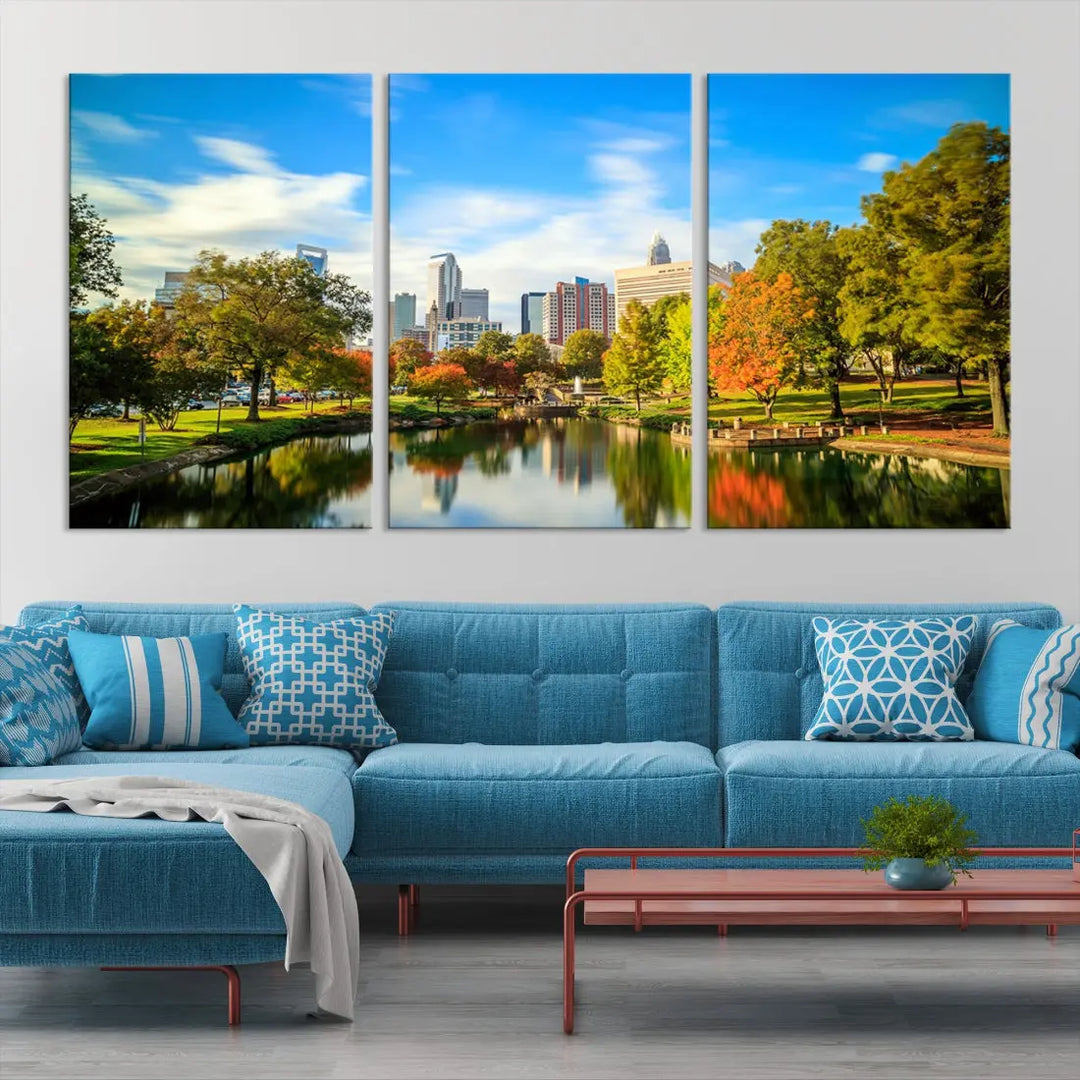 Charlotte City Park Photo Canvas Print Cityscape Wall Art Canvas Print