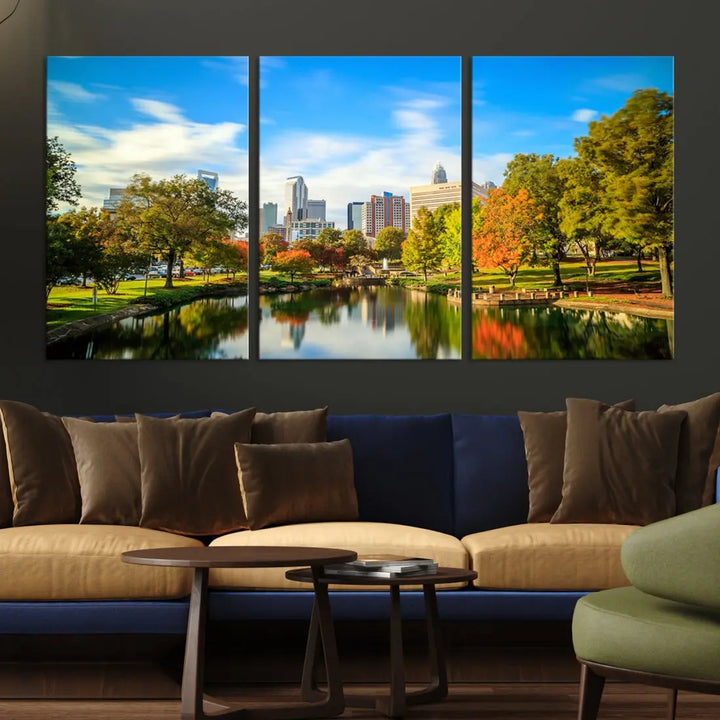 Charlotte City Park Photo Canvas Print Cityscape Wall Art Canvas Print