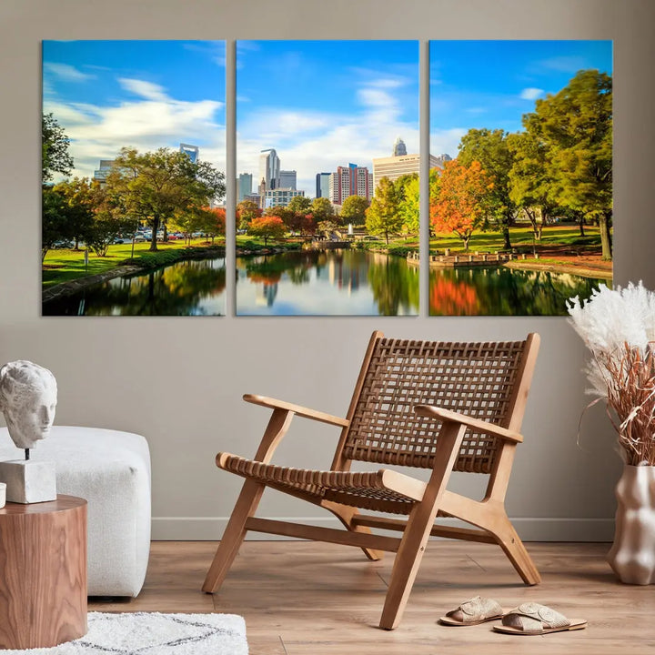 Charlotte City Park Photo Canvas Print Cityscape Wall Art Canvas Print