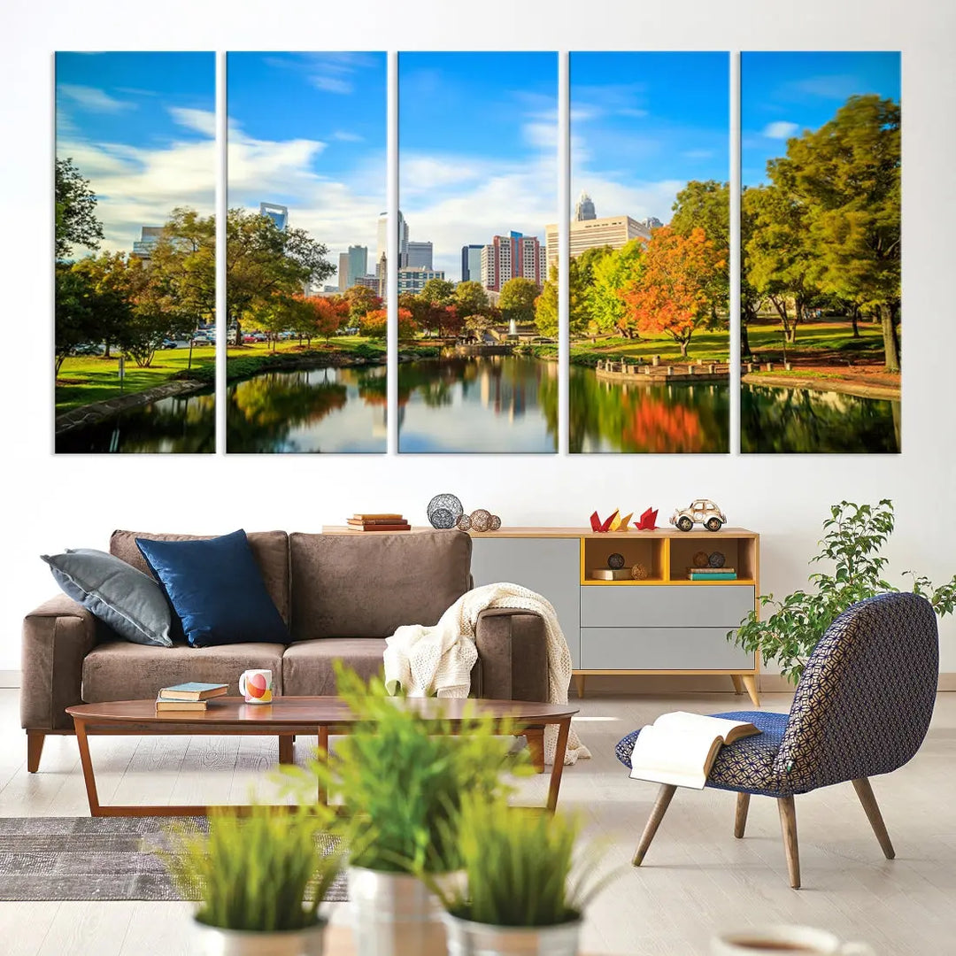 Charlotte City Park Photo Canvas Print Cityscape Wall Art Canvas Print