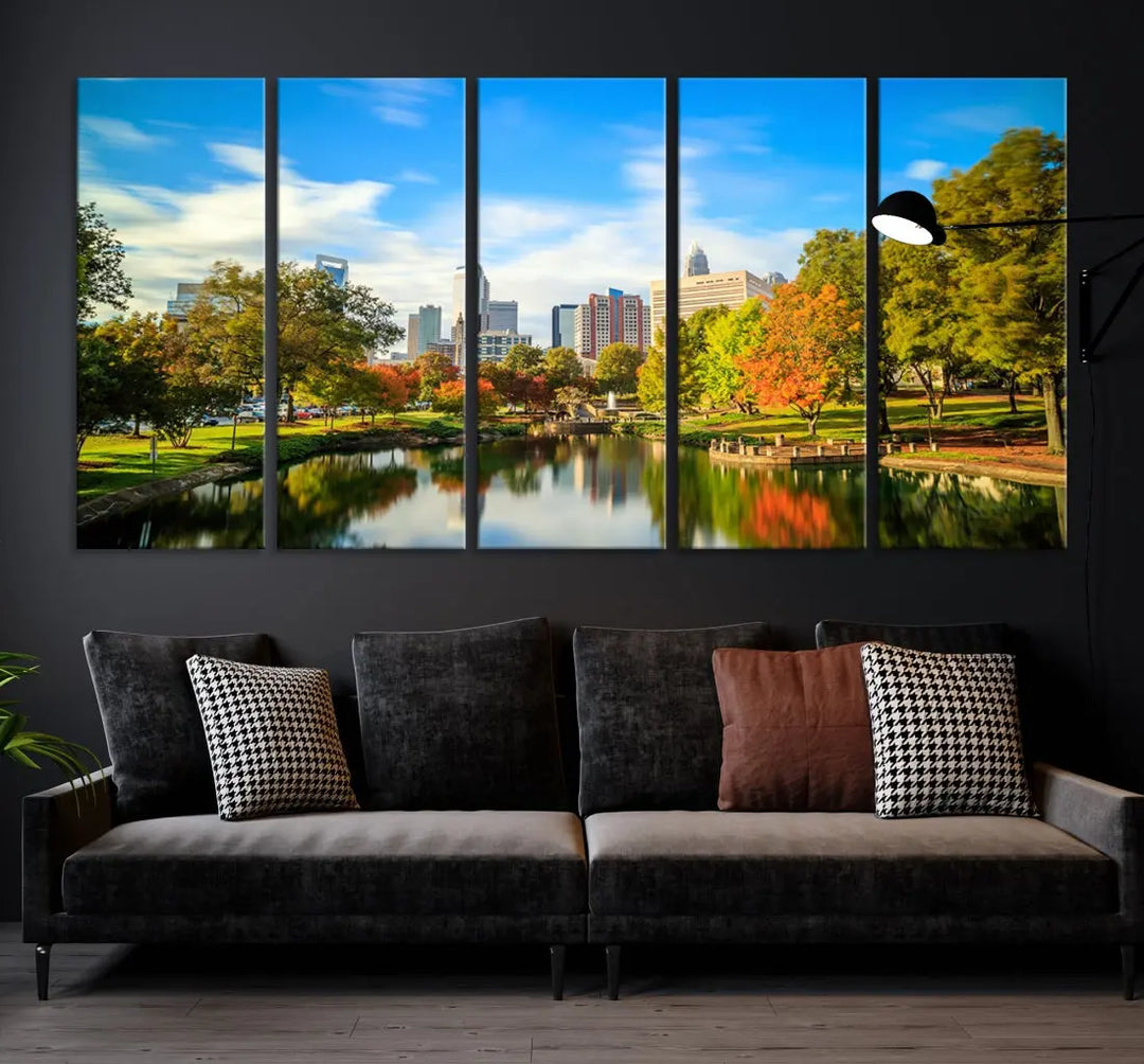 Charlotte City Park Photo Canvas Print Cityscape Wall Art Canvas Print