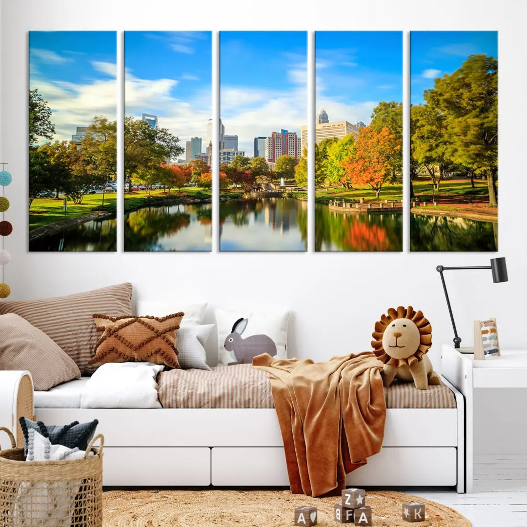 Charlotte City Park Photo Canvas Print Cityscape Wall Art Canvas Print