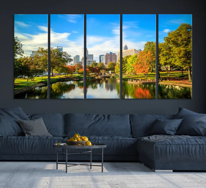 Charlotte City Park Photo Canvas Print Cityscape Wall Art Canvas Print