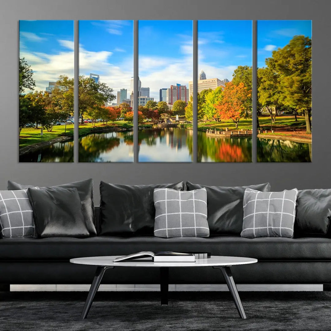 Charlotte City Park Photo Canvas Print Cityscape Wall Art Canvas Print