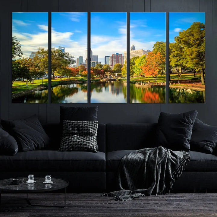 Charlotte City Park Photo Canvas Print Cityscape Wall Art Canvas Print