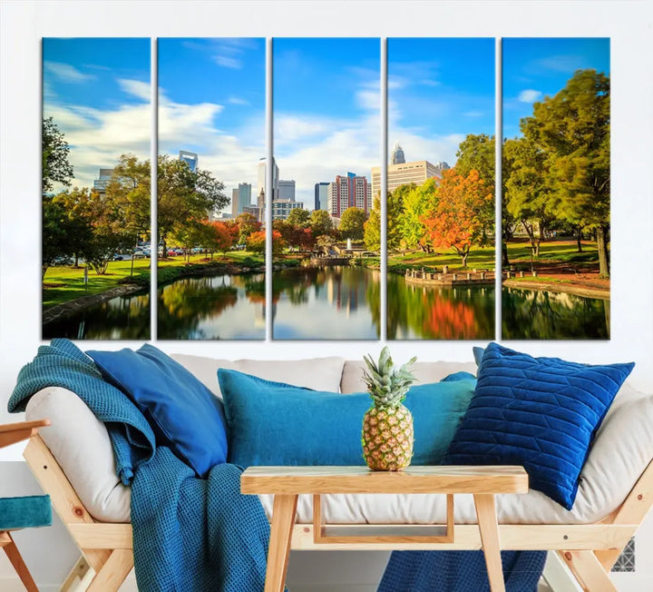 Charlotte City Park Photo Canvas Print Cityscape Wall Art Canvas Print