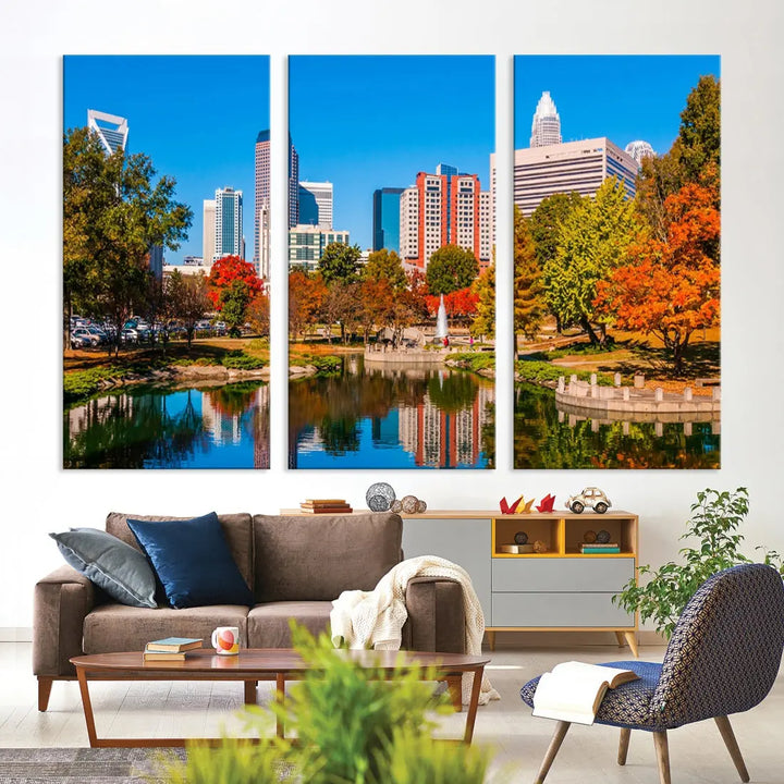 Charlotte City Photo Print Framed Canvas Wall Art Cityscape Wall Decor