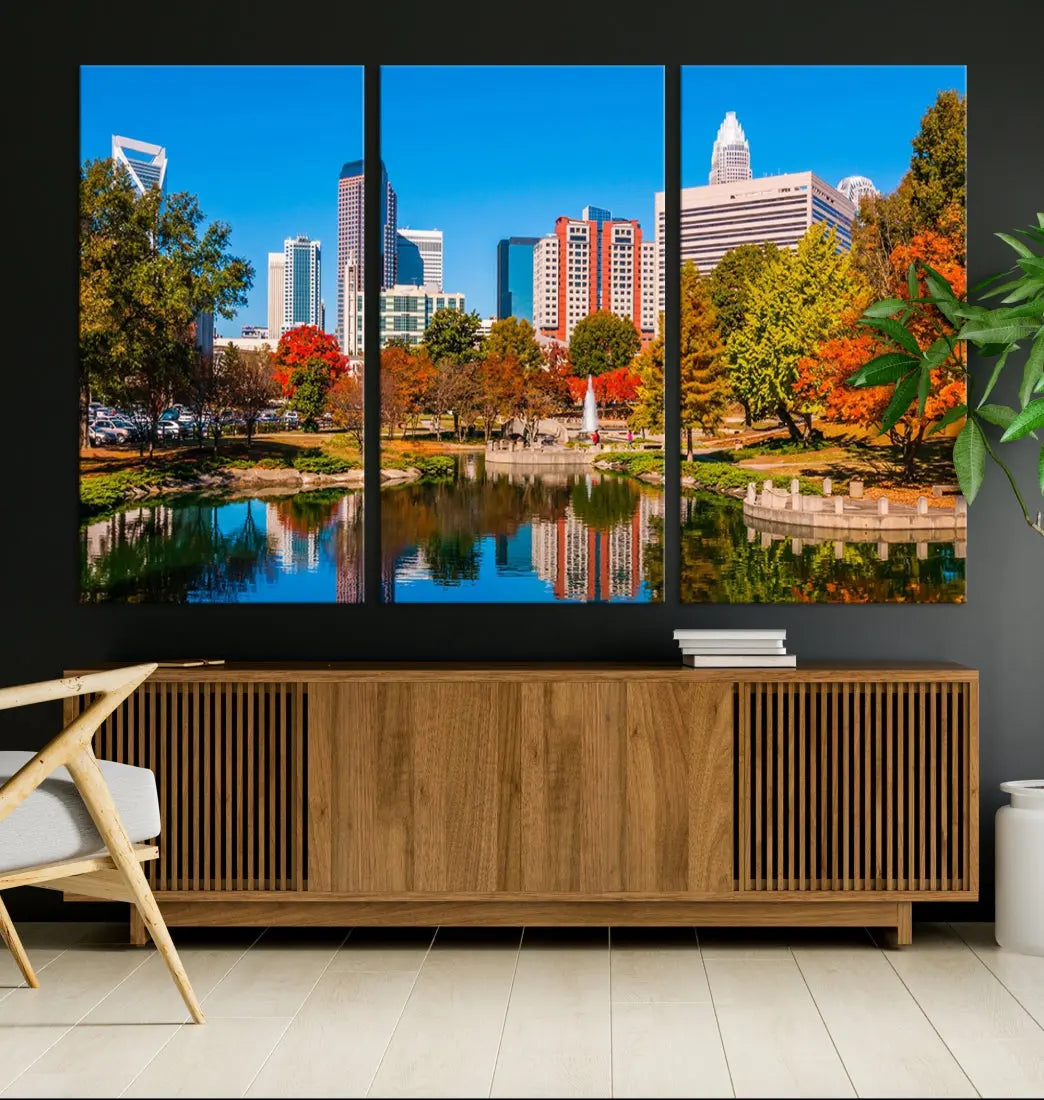 Charlotte City Photo Print Framed Canvas Wall Art Cityscape Wall Decor