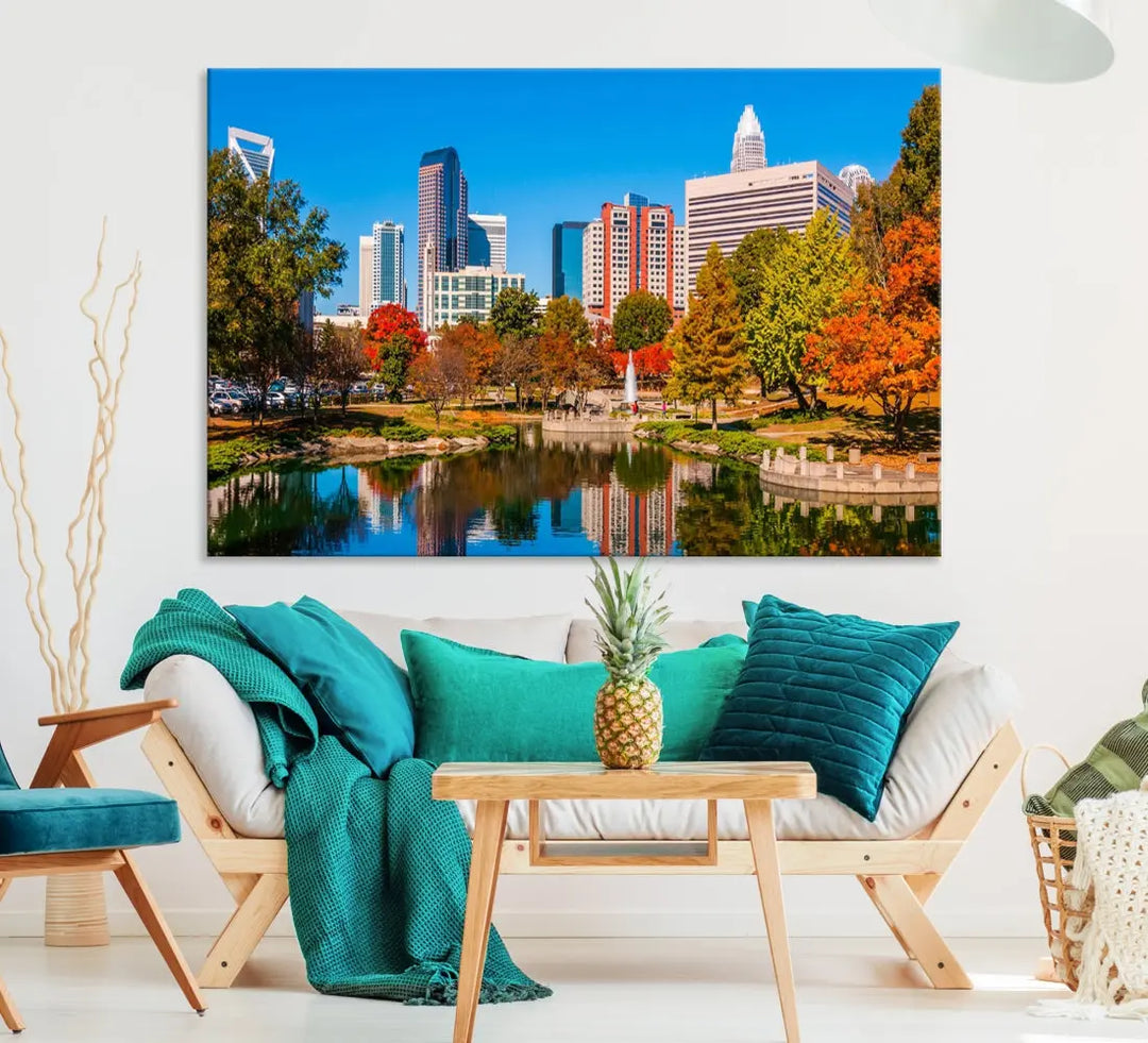 Charlotte City Photo Print Framed Canvas Wall Art Cityscape Wall Decor