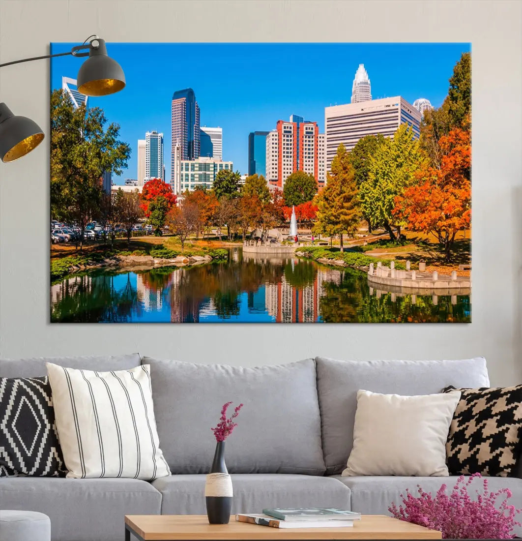 Charlotte City Photo Print Framed Canvas Wall Art Cityscape Wall Decor