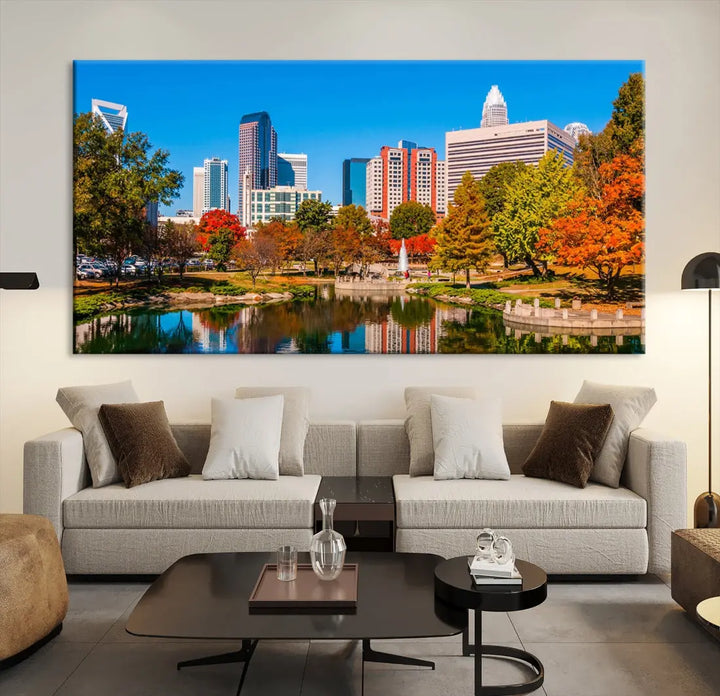 Charlotte City Photo Print Framed Canvas Wall Art Cityscape Wall Decor