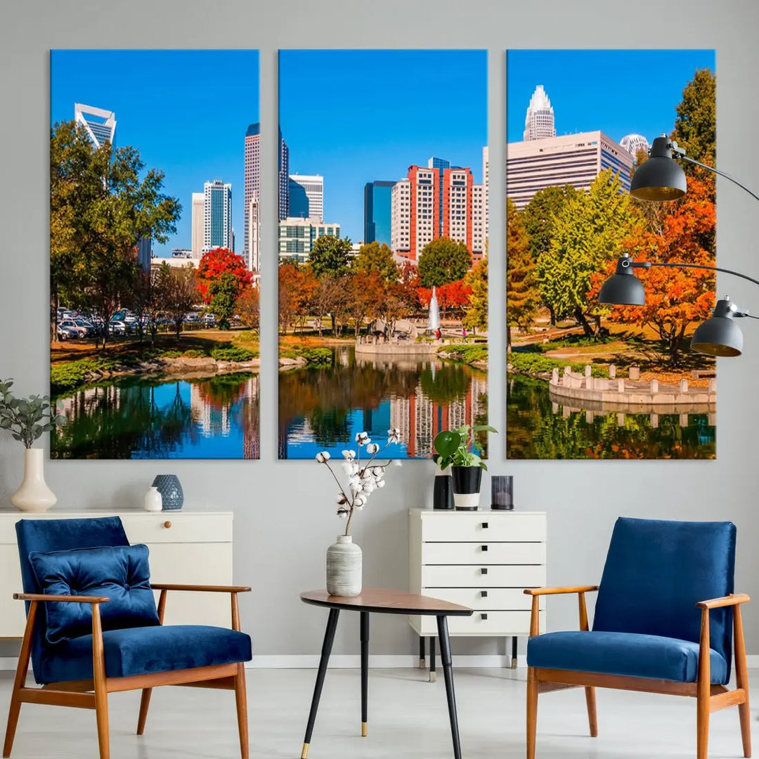 Charlotte City Photo Print Framed Canvas Wall Art Cityscape Wall Decor