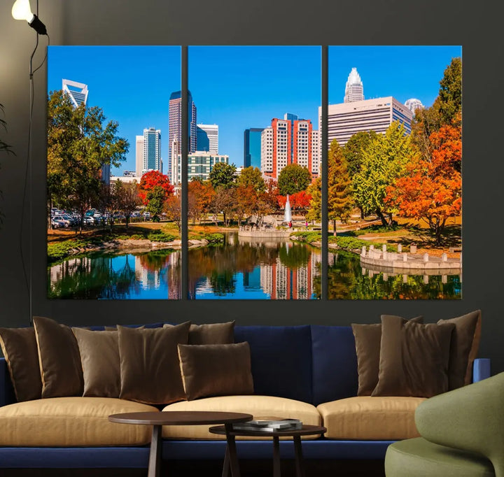 Charlotte City Photo Print Framed Canvas Wall Art Cityscape Wall Decor