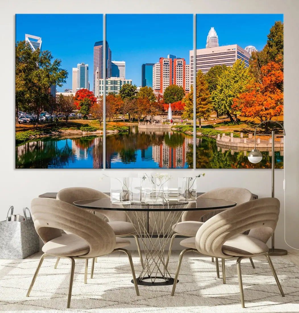 Charlotte City Photo Print Framed Canvas Wall Art Cityscape Wall Decor