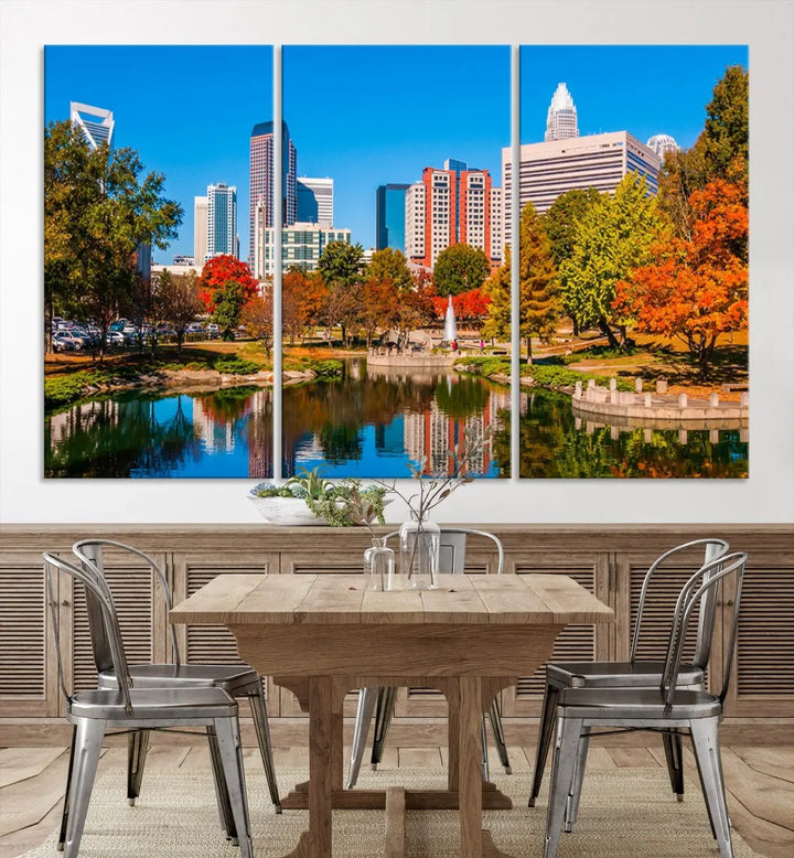 Charlotte City Photo Print Framed Canvas Wall Art Cityscape Wall Decor