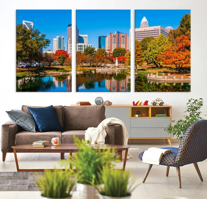 Charlotte City Photo Print Framed Canvas Wall Art Cityscape Wall Decor