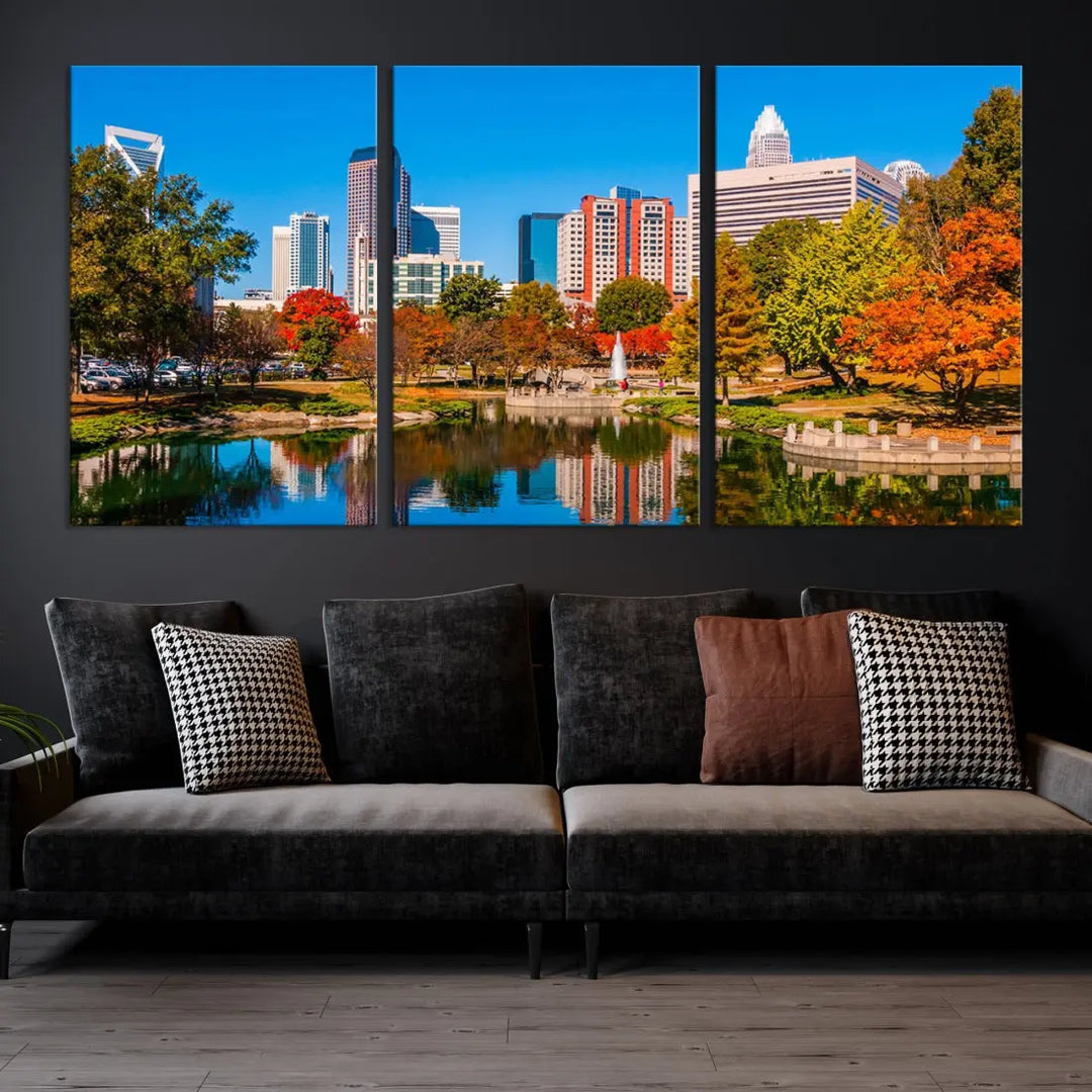 Charlotte City Photo Print Framed Canvas Wall Art Cityscape Wall Decor