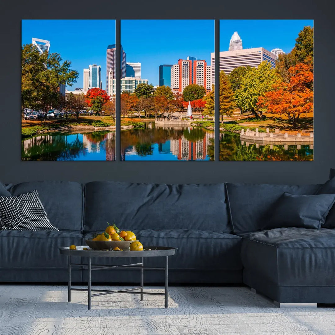 Charlotte City Photo Print Framed Canvas Wall Art Cityscape Wall Decor