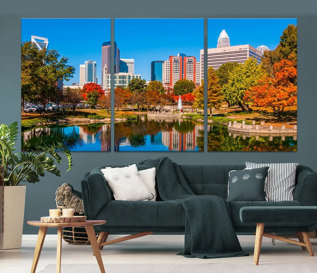 Charlotte City Photo Print Framed Canvas Wall Art Cityscape Wall Decor